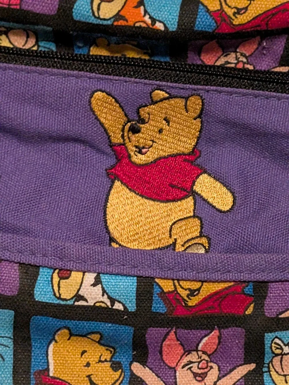 Vintage 90s Disney Winnie the Pooh & Friends Duffle Bag Or Diaper Purple Canvas